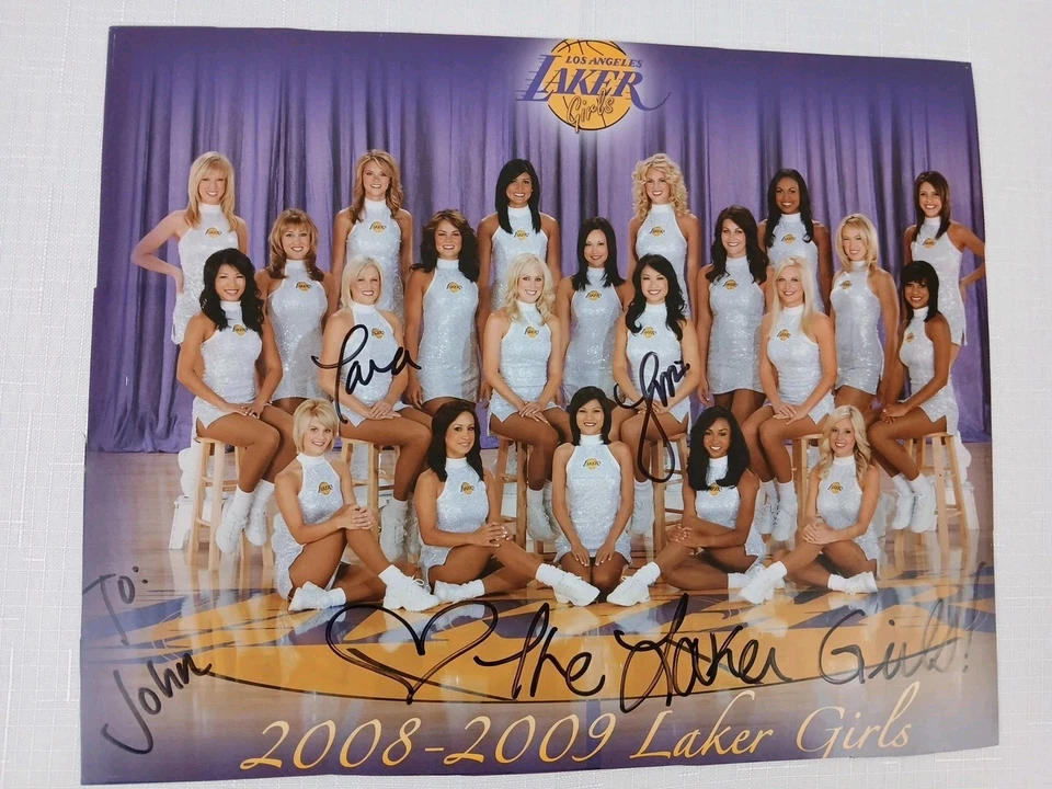 2008-2009 LOS ANGELES LAKERS GIRLS 2-Sided 10x8 Color Team Picture Signed Enscr. - Image 1 of 4