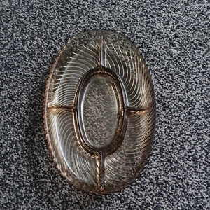 Vintage Retro französisches Veropa Rauchglas Relish Tablett, Snack Tablett - Bild 1 von 3