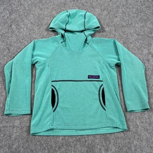 Melanzana Lagoon Blue Microgrid Waffle Knit Fleece Hoodie Youth Size Small - Picture 1 of 5