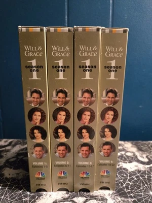 Will And Grace VHS Season 1 Volumes 1 To 4 (Ep 1 To 22) 1998 TV Comedy Sitcom - Image 1 of 3