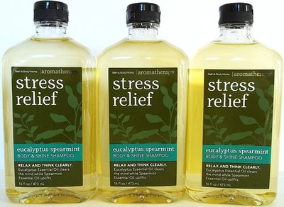 Bath Body Works EUCALYPTUS SPEARMINT Stress Relief Shampoo, JUMBO 16 oz, NEW x 3 - Image 1 of 4