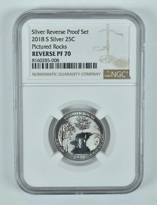 2018-S ATB Quarter Pictured Rocks Silver Reverse Proof Set Rev PF70 NGC *7438 - Image 1 of 4