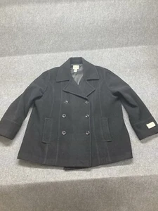 St John's Bay Pea Coat Women’s Sz 2X Black Long Sleeve Button Up Cashmere Blend - Picture 1 of 11