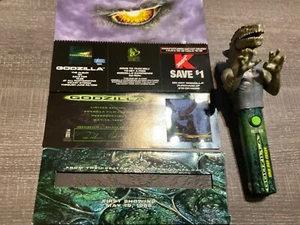 Vintage 1998 Godzilla Movie Collectible Spin Pop Candy Holder And Rare Film Tckt - Picture 1 of 12