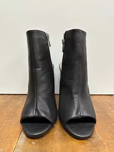 Forever 21 women sz 7 black faux leather zipper slingback open toe sandal bootie - Picture 1 of 10