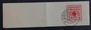 1918 Czechoslovakia Wrapper with "Národní politika gratis" stamp Karlin cds - Picture 1 of 3
