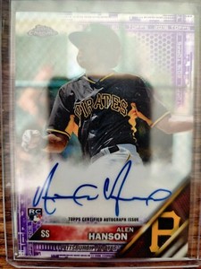 ALEC HANSON 2016 Topps Chrome PURPLE AUTO REFRACTOR /250 RC Rookie Card PWE