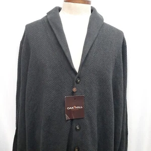 NWT Oak Hill Men's 5 XLT Tall Gray Button Down Knit Cardigan Sweater Cotton - Picture 1 of 7