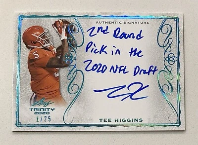 2020 Tee Higgins Leaf Trinity Aqua #’d /25 Auto RC - Image 1 of 2