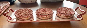 Temptations ovenware by Tara RARE Old World Cranberry Tray & 3 Removable Bowls - Picture 1 of 7