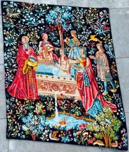 2x3 Vintage French Tapestry Religion Floral Wall Home Décor Hanging 76x63 cm - Picture 1 of 8