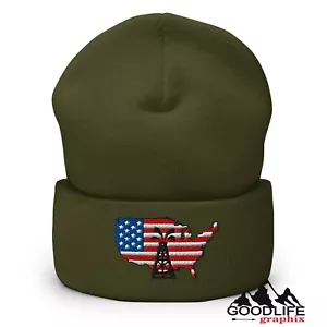 American Gold Drill Baby Drill Mining Knit Beanie Hat for Men Women - Picture 1 of 33