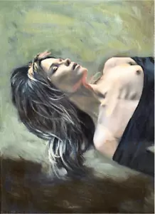NEW WILLIAM OXER ORIGINAL "Lark" young cute beautiful girl nude Woman PAINTING - Picture 1 of 1