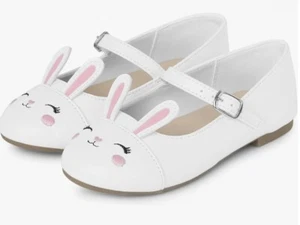 Zapato Plano de Ballet Elegante para Niña Gymboree, Colección Primavera Blanco con Conejito Rosa - Imagen 1 de 8
