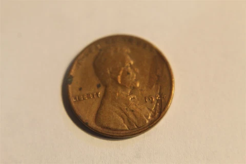 1924-S LINCOLN CENT LAMINATION PEEL / PLUS ABOUT 15 DEGREE ROTATED REV. lj Cover