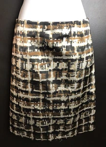 DONCASTER Collection Skirt Straight Pencil Geo Black Silver Brown Gray Sz 4 $260 - Picture 1 of 8