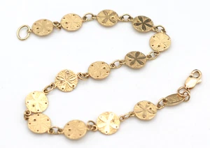 Michael Anthony MA 14K Yellow Gold Sand Dollar Bracelet 7" 4.36g Made in USA - Picture 1 of 15