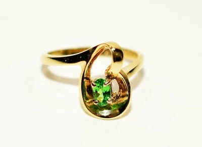 Anillo de granate tsavorita natural de oro macizo de 10 quilates anillo solitario de 0,29 quilates anillo de piedras preciosas Foto 1 de 4