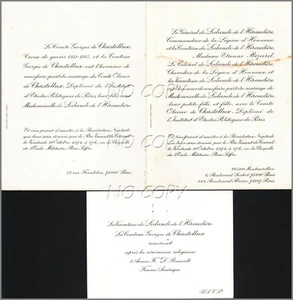 FAIRE PART MARRIAGE 1974 COMTE Olivier de CHASTELLUX / LALANDE de L'HéRAUDIèRE - Picture 1 of 1