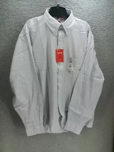 Izod Button Down Shirt Men’s Easy Care Purple Green Check Cotton sz 17.5 - Picture 1 of 8