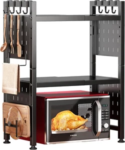 Microwave Stand Rack Kitchen Oven Shelf Storage Bakers Adjustable Organizer - Picture 1 of 7