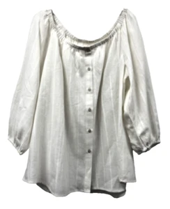 Style & Co Women's Top White Off The Shoulder Short Sleeve Blouse Size Large NWT - Picture 1 of 2
