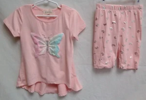 Btween Girls 2-Piece Short Set Size 5 Butterfly Appliqué - Picture 1 of 14