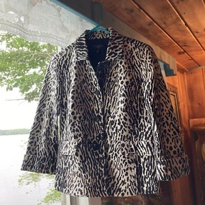 talbots women’s 10 petite cotton animal print lined jacket Pit-pit 19” - Picture 1 of 6