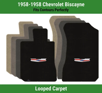 Alfombrillas delanteras Lloyd Classic Loop para Chevy Biscayne '58 con escudo Chevy Vintage Foto 1 de 4
