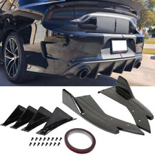 For Dodge Challenger Charger SRT RT Glossy Black Rear Bumper Lip Splitter Fins