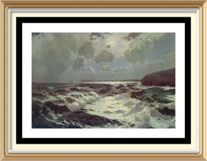 Original Old 1929 Vintage Lithograph JULIUS OLSSEN Art Print THE REEF Seascape - Picture 1 of 2