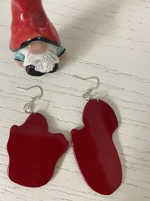 Orecchini Pendenti Donna Rossi In PVC Idea Regalo Design Creazione Artigianale - Immagine 1 di 2
