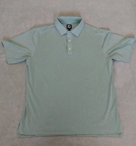 FootJoy Golf Shirt Mens Large Green Gray Striped Performance Polo Adult L Golfer - Picture 1 of 7