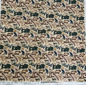 Camp Wilderness Fall Leaves Pinecones Bear Deer Duck Flannel Fabric 45'' x 83'' - Picture 1 of 3