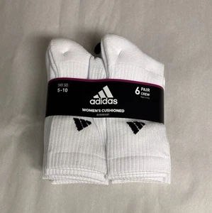 Nuevos calcetines Adidas para mujer 6 pares blancos acolchados Aeroready Crew ropa deportiva informal - Imagen 1 de 12