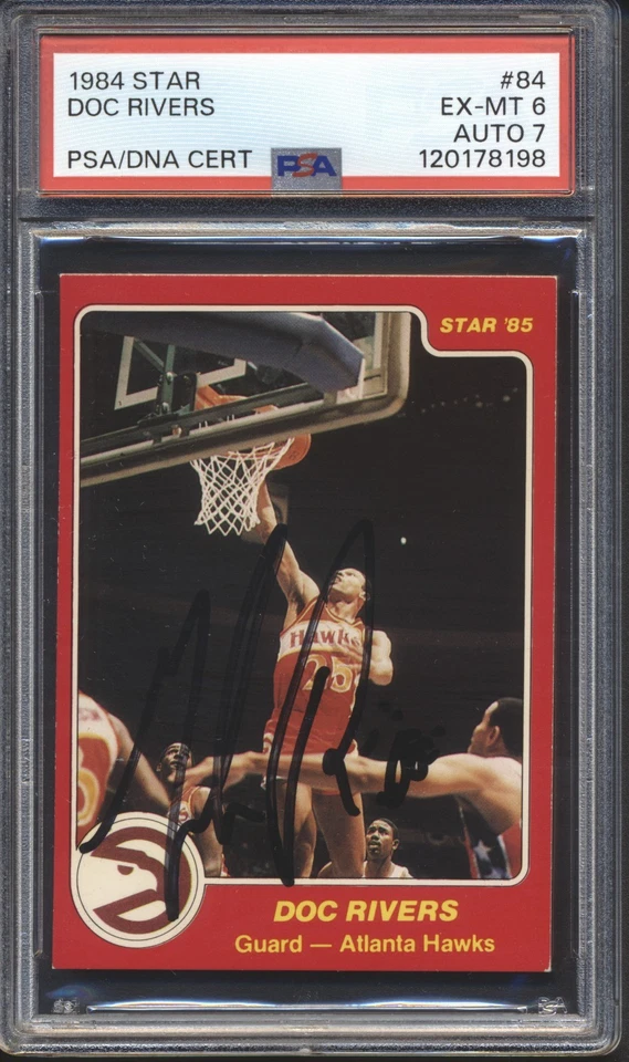 1984-85 Star Basketball AUTOGRAPH Doc Rivers #84 Signed PSA 6 PSA/DNA Auto. 7 - Image 1 of 2
