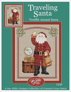 Traveling Santa Counted Cross Stitch Pattern by Sue Hillis L236 - Picture 1 of 2