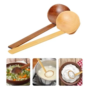 Cuchara sopera de madera Hotpot de 2 piezas mango largo cucharón de sopa cucharón profesional - Imagen 1 de 12