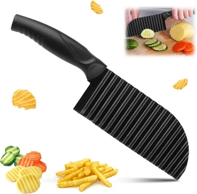 UKOFEW Riffelmesser, Wellenschneider für Pommes, Edelstahl Wellenmesser, Wellenmesser