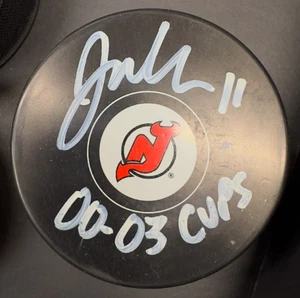 JOHN MADDEN AUTOGRAPHED NJ Devils Puck w/00-03 Cups Inscription JSA/COA - Picture 1 of 2