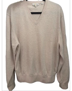Vintage Peter Millar 100% Cashmere Beige V-Neck Pullover Sweater XXL - Picture 1 of 5