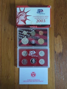 NEW 2003 United States Mint SILVER Proof Set US 50 State Quarters w/ COA Liberty - Picture 1 of 2
