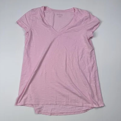Camisa Lilly Pulitzer Mujer Pequeña Rosa Cuello en V Manga Corta Informal Camiseta Básica Foto 1 de 4