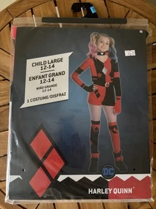 NEW Harley Quinn Halloween Costume Cosplay Dress Up DC Comic Girls Sz L 12-14 - Picture 1 of 9
