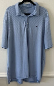 Vineyard Vines Mens XXL Blue White Performance Stripe Stretch Golf - Picture 1 of 3