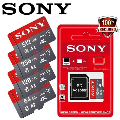 Sony Micro SD Memory Card 512GB/256GB/128GB/64GB TF U1 A1 Class 10, 100MB/s - Image 1 of 4