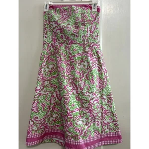 Lilly Pulitizer Sienna Dress White Pink Peanut Island Floral Gingham Size 8 - Picture 1 of 6