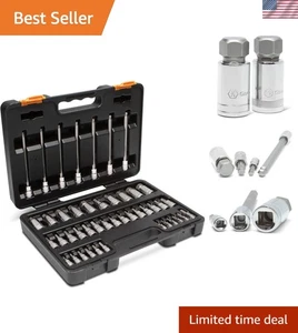 44-Piece SAE/Metric Hex Bit Socket Set: Chrome Finish, Durable 1/4”, 3/8”, 1/2” - Picture 1 of 9