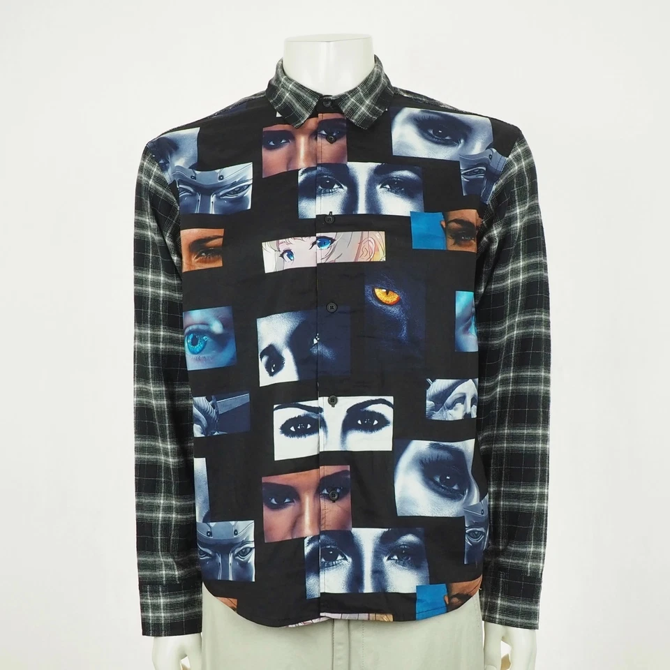 Nueva Camisa Huf Abotonada Para Hombres Mediana Negra Ojos Ópticos AOP Ojos Mezcla de Algodón Foto 1 de 4