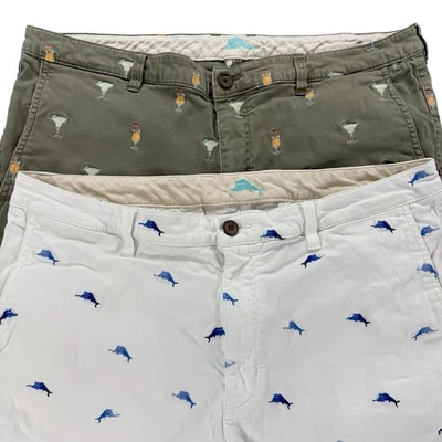 Tommy Bahama Hombres Boracay Marlin Puesta de Sol Happy Pantalones Cortos Talla 38 Blanco Oliva Lote 2 Foto 1 de 4